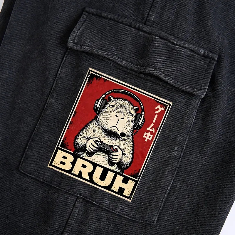 Funny Capybara Playing Games Sweatpants for Gamers