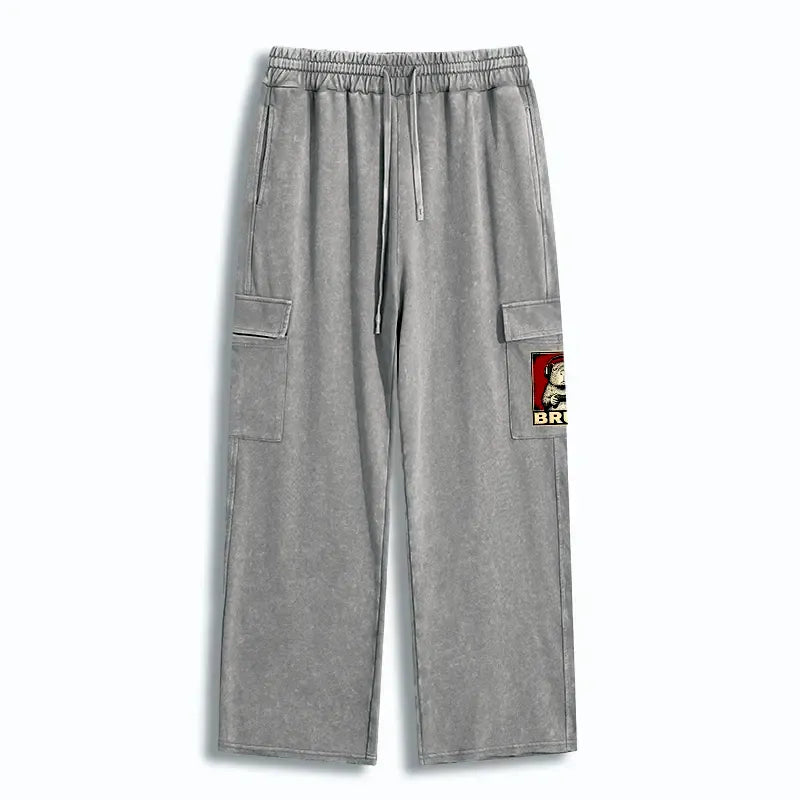 Kyoto-Lion Funny Capybara Playing Games Washed Utility Sweatpants