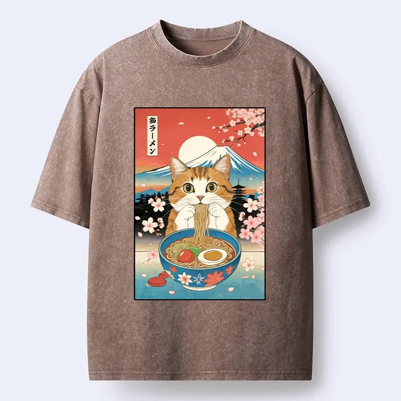 funny cat eating ramen t-shirt for gift