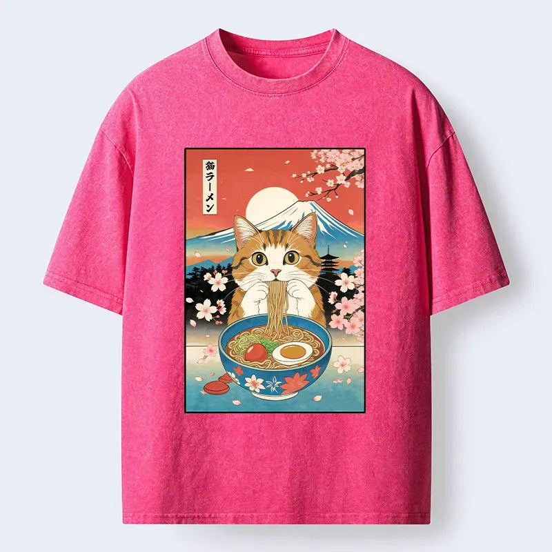 funny cat eating ramen t-shirt for gift