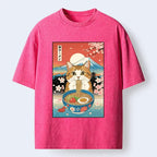 funny cat eating ramen t-shirt for gift