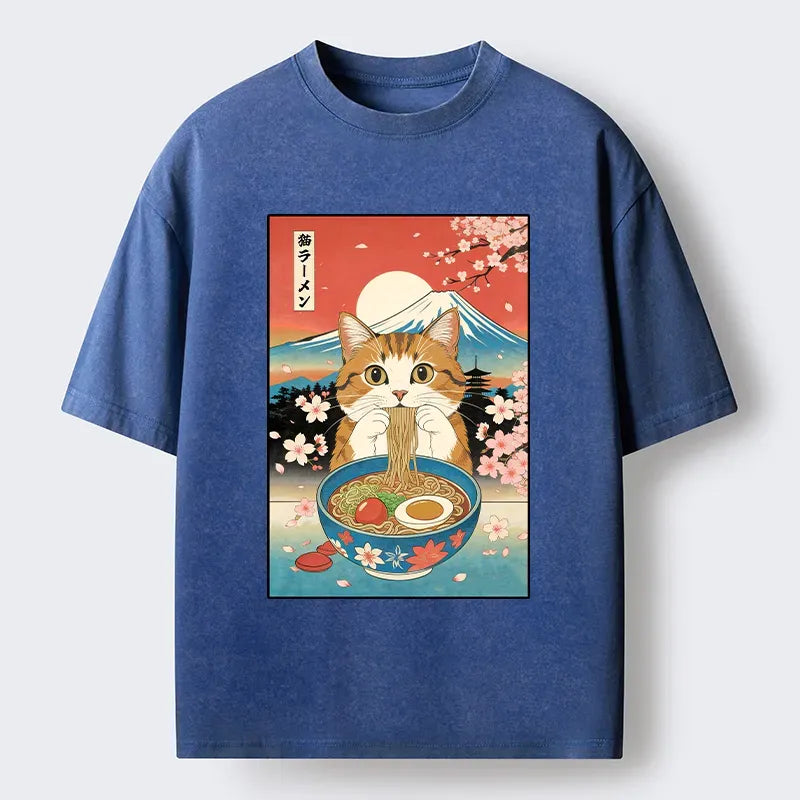 funny cat eating ramen t-shirt for gift