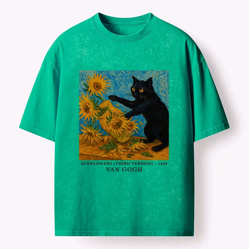 Funny Black Cat T-Shirt Gift for Him