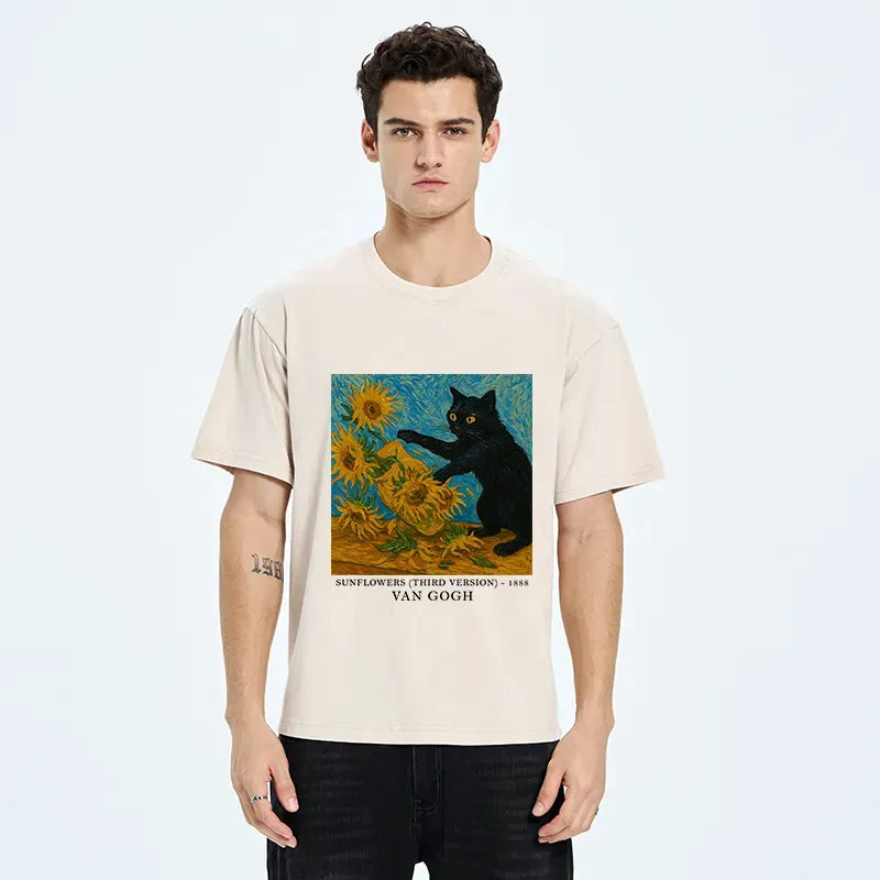 Funny Black Cat T-Shirt Gift for Him