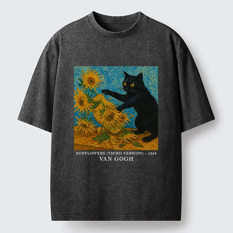 Funny Black Cat T-Shirt Gift for Him