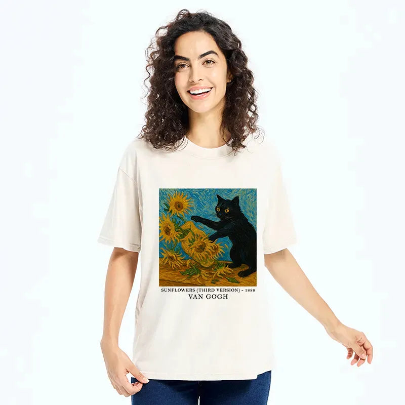 Funny Black Cat T-Shirt Gift for Him