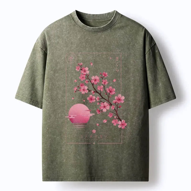 Japanese vintage sakura moon t-shirt