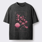 washed cotton t-shirt with Japanese art