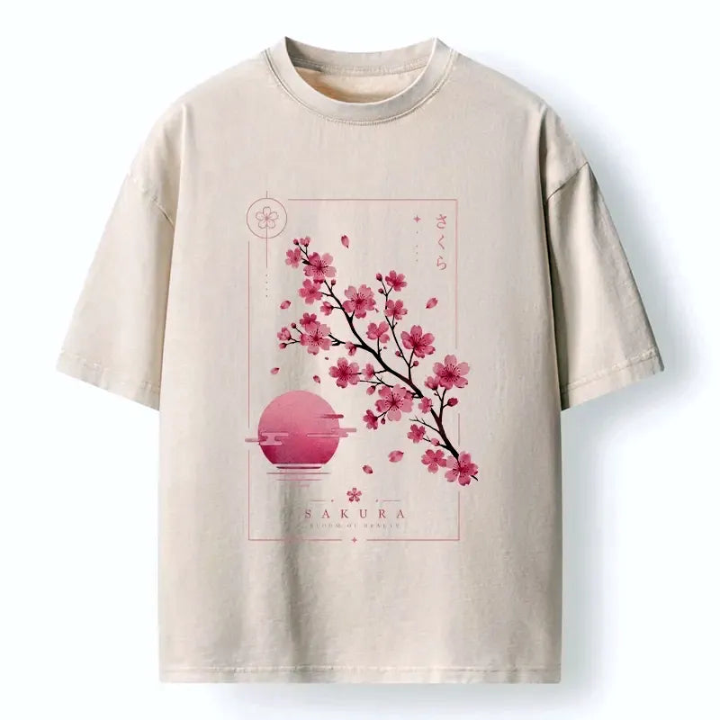 Japanese vintage sakura moon t-shirt