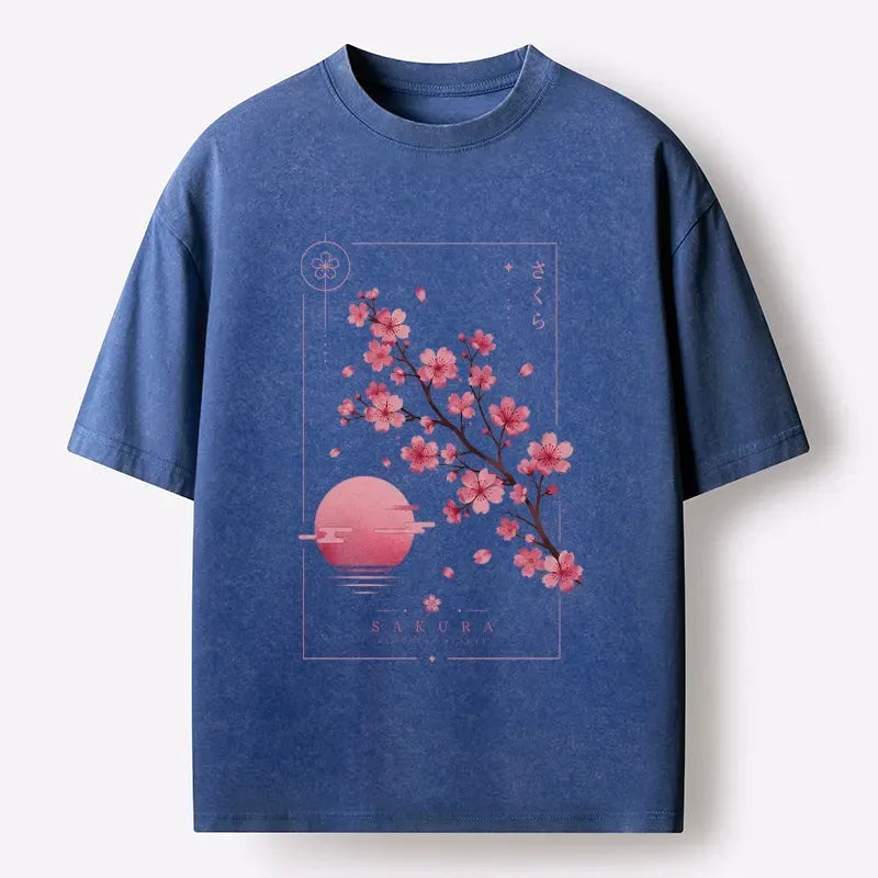 Japanese vintage sakura moon t-shirt
