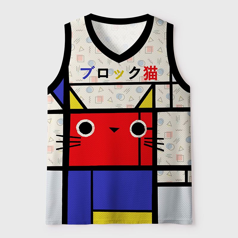 Kyoto-Lion Abstract Art Cat Mesh Tank Top