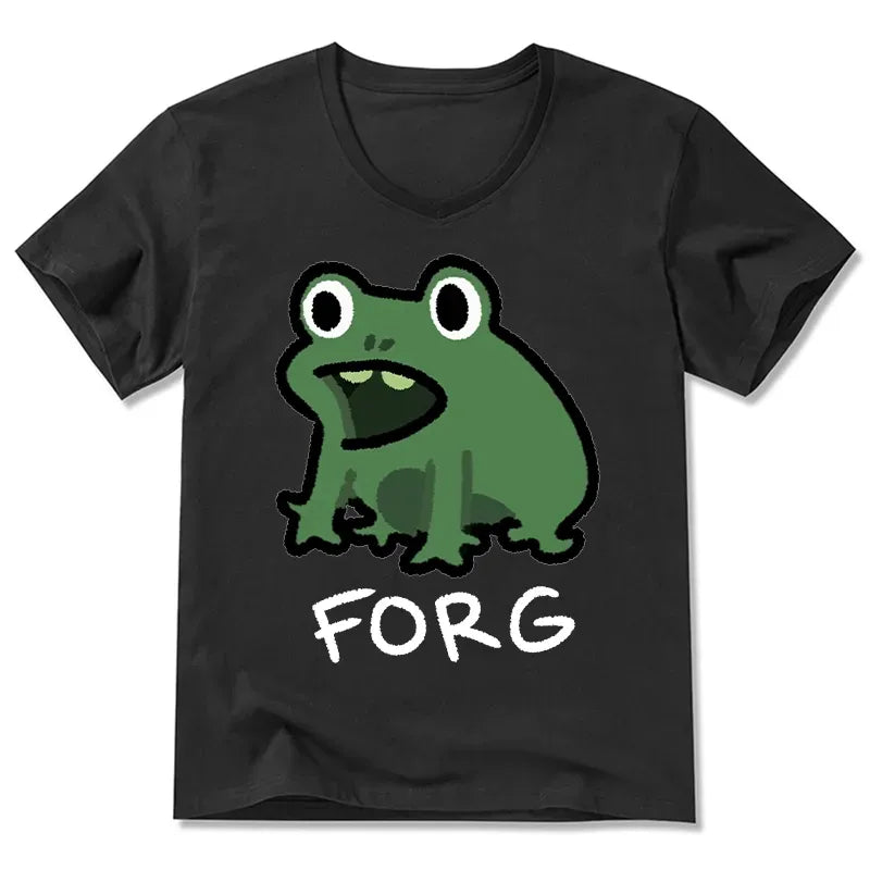 Unisex Cotton V-Neck Tee with Japanese Style