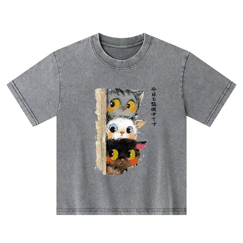Vintage Japanese Cat T-Shirt for Daily Wear
