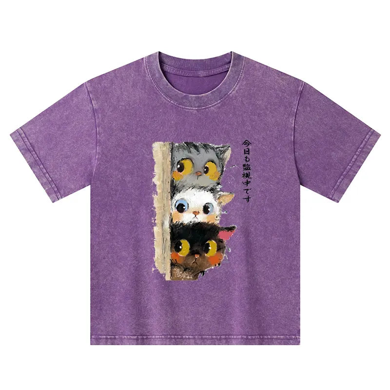 Vintage Japanese Cat T-Shirt for Daily Wear