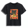 funny hungry cat japanese t-shirt