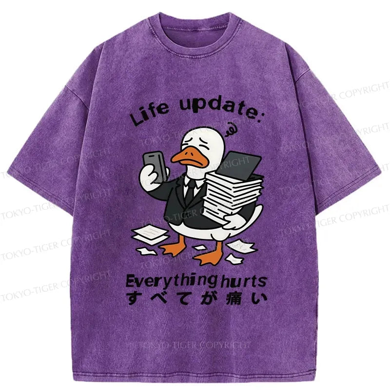 Kyoto-Lion Life Update Everything Hurts Washed T-Shirt