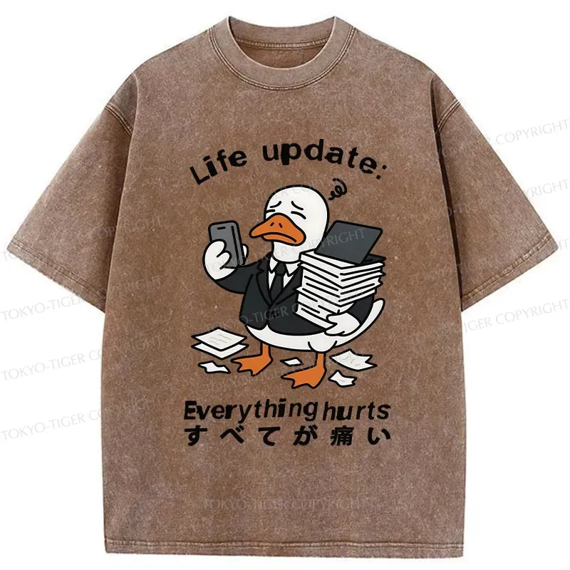 Kyoto-Lion Life Update Everything Hurts Washed T-Shirt