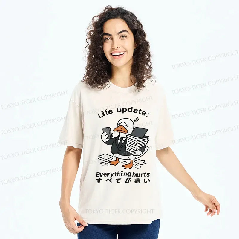 Kyoto-Lion Life Update Everything Hurts Washed T-Shirt