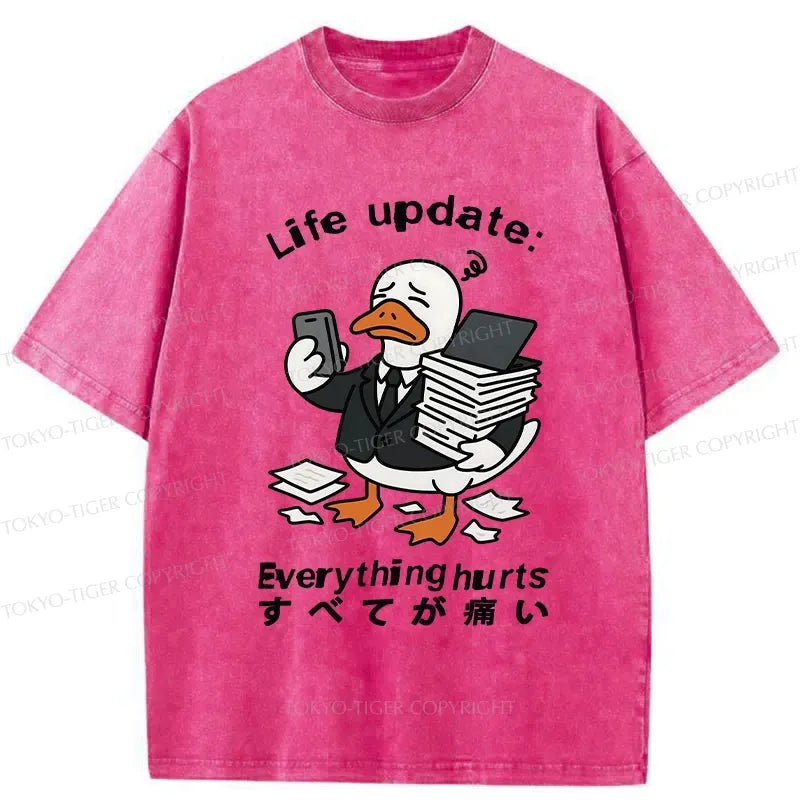 Kyoto-Lion Life Update Everything Hurts Washed T-Shirt