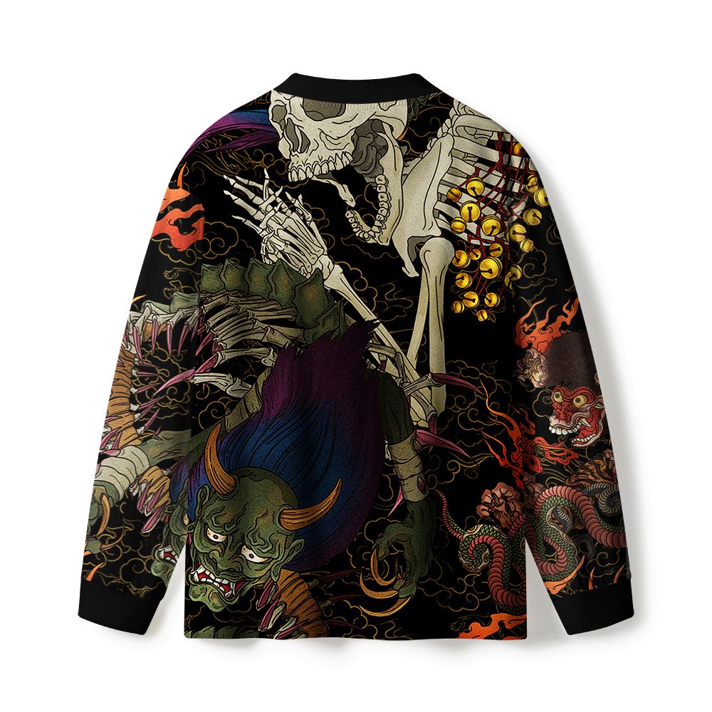 Kyoto-Lion Japanese Yokai And Skeletons Eco-Friendly Long Sleeve T-Shirt