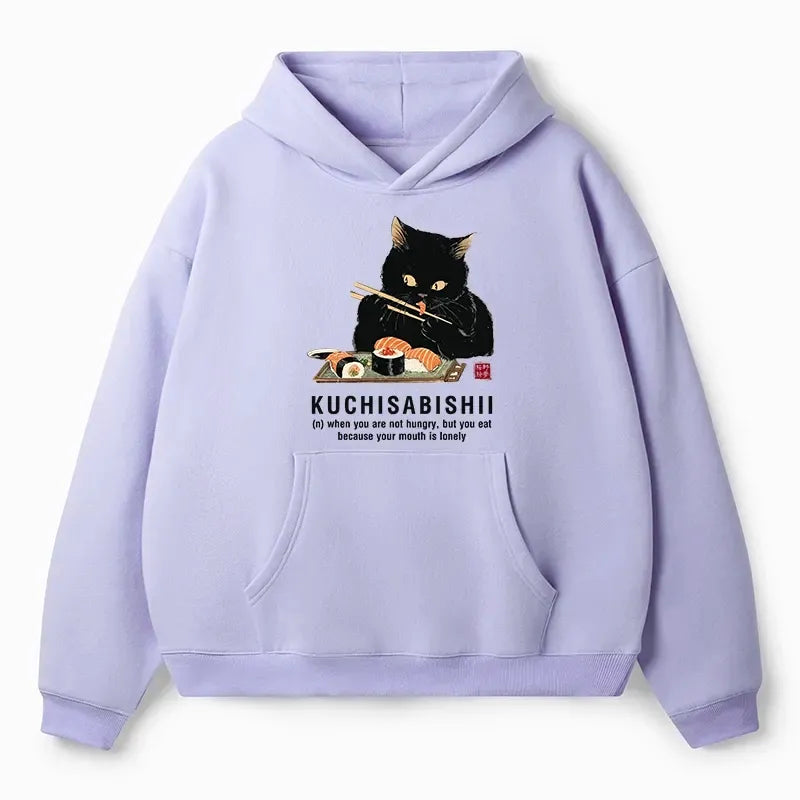 japanese cat fleece hoodie for daily wear