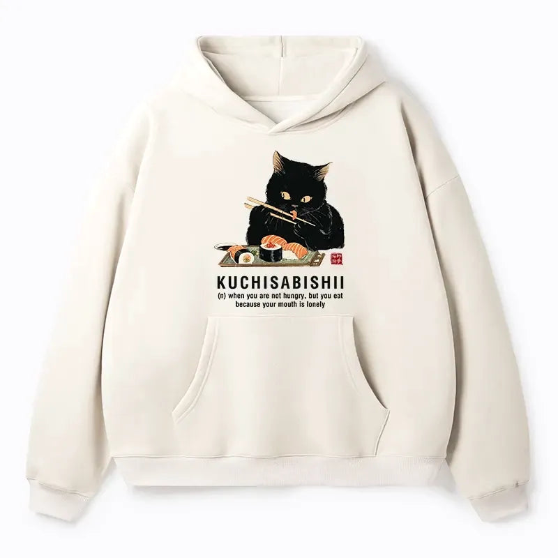 vintage kyoto cat pullover hoodie