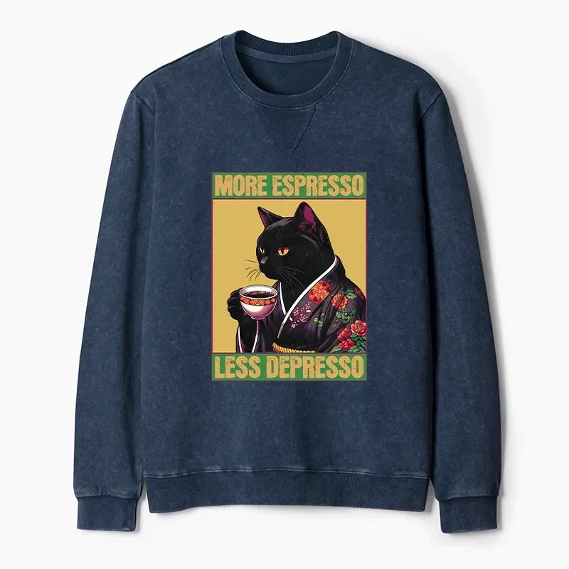Kyoto-Lion Up Caffeine Down Depression Washed Terry Sweatshirt