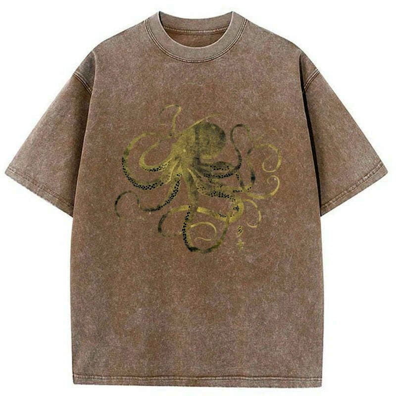 japanese octopus tattoo washed t-shirt