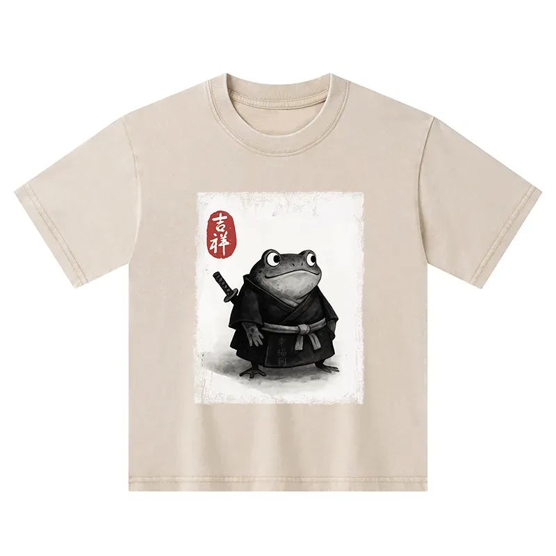 Kyoto-Lion Blade of the Frog: A Samurai's Tale Kids Washed T-Shirt