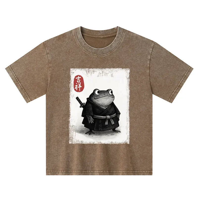 Kyoto-Lion Blade of the Frog: A Samurai's Tale Kids Washed T-Shirt
