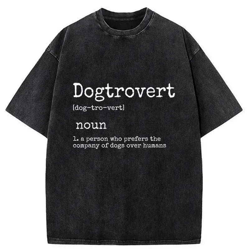 Kyoto-Lion Dogtrovert Funny Washed T-Shirt