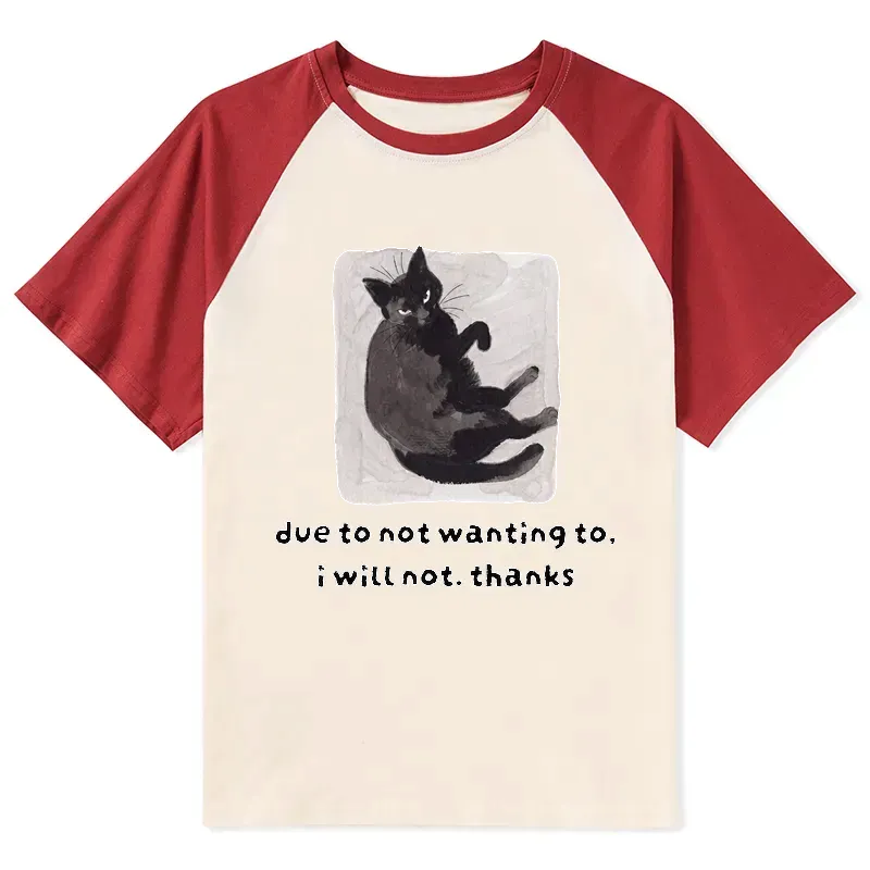 funny cat raglan t-shirt for daily wear