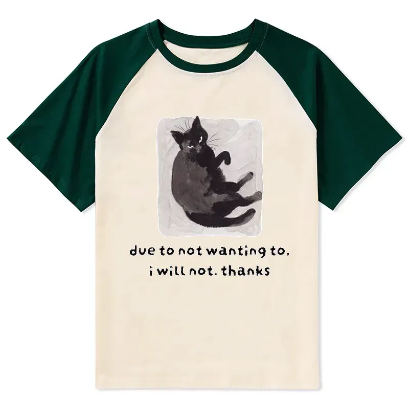 funny cat raglan t-shirt for daily wear