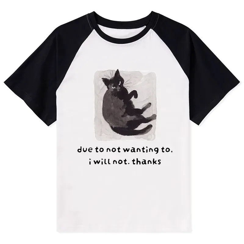 funny cat raglan t-shirt for daily wear