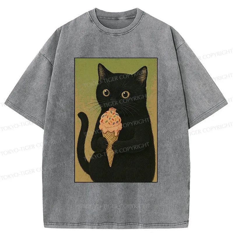 Washed Unisex Cotton Tee with Ice Cream