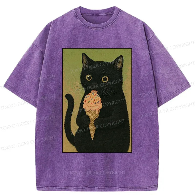 Washed Unisex Cotton Tee with Ice Cream