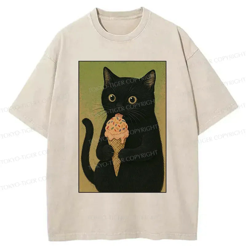 Japanese Vintage Cat T-Shirt for Summer