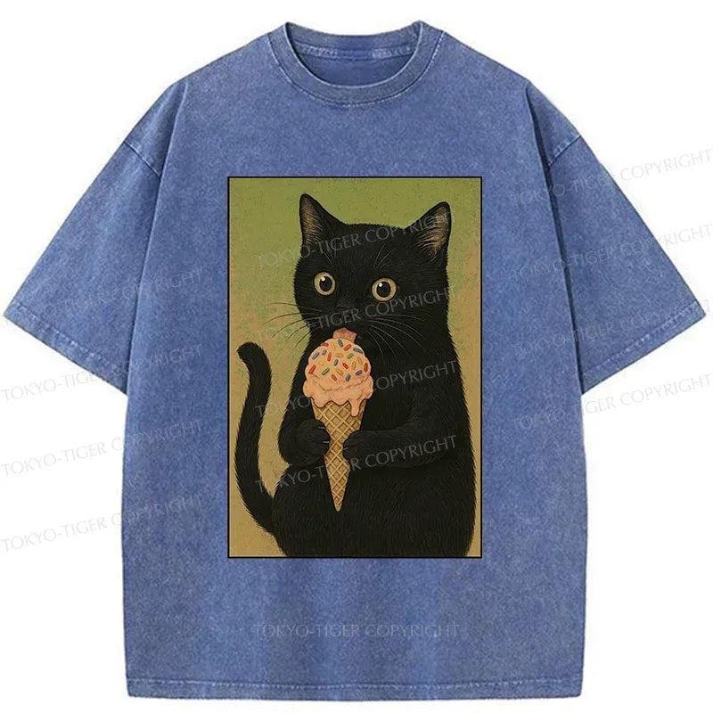 Japanese Vintage Cat T-Shirt for Summer