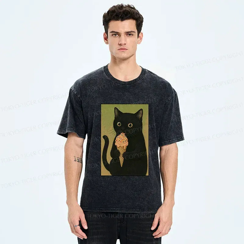 Japanese Vintage Cat T-Shirt for Summer