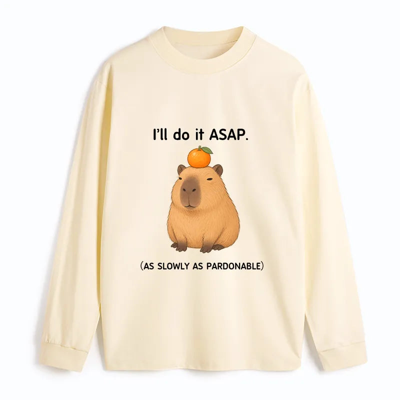 Kyoto-Lion Slow Task Capybara Meme Classic Long Sleeve T-Shirt