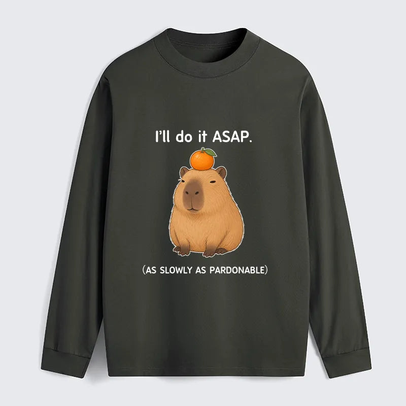 Kyoto-Lion Slow Task Capybara Meme Classic Long Sleeve T-Shirt