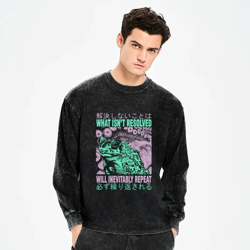 Kyoto-Lion What Ist Resolved Forg Washed Long Sleeve T-Shirt