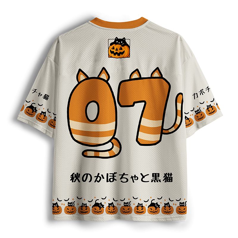 Kyoto-Lion Cute Pumpkin Cat Art Mesh Jersey