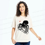 Japanese Octopus Washed T-Shirt for Daily Wear