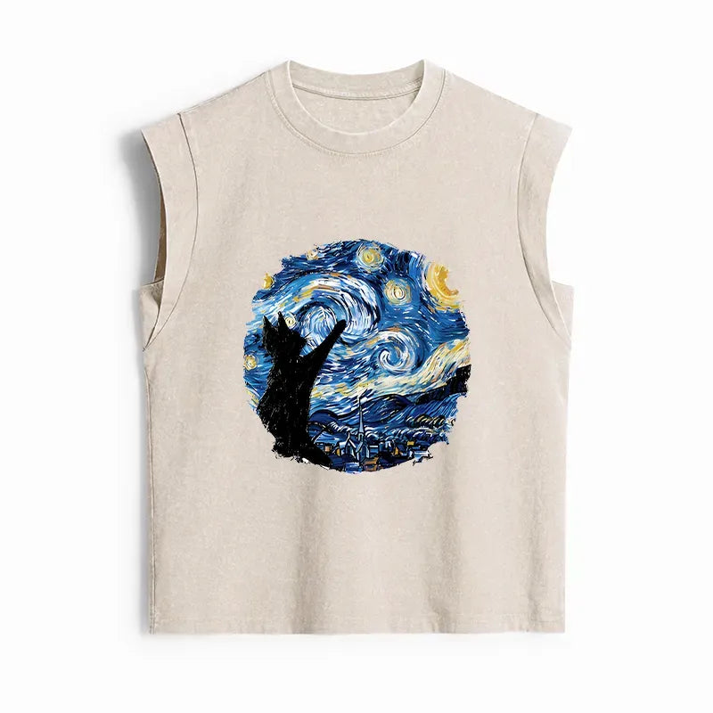 Washed Black Cat Tank Top on Sale