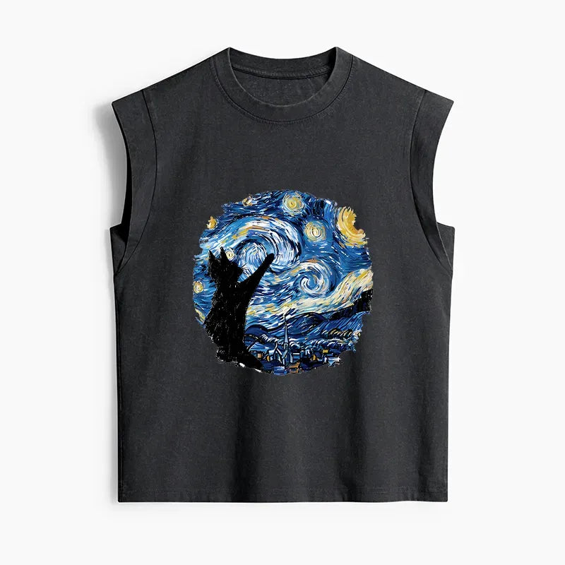 Washed Black Cat Tank Top on Sale