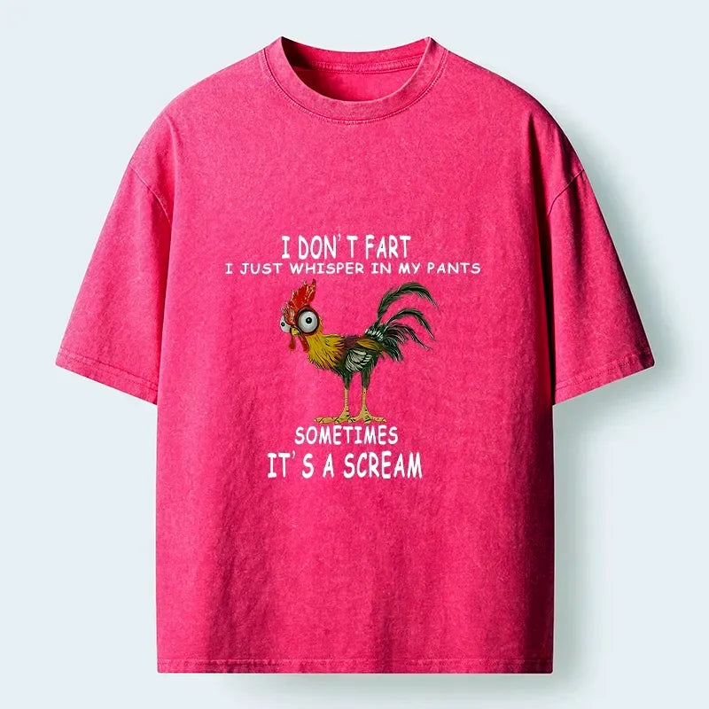 Kyoto-Lion Funny Rooster Fart Meme Washed T-Shirt