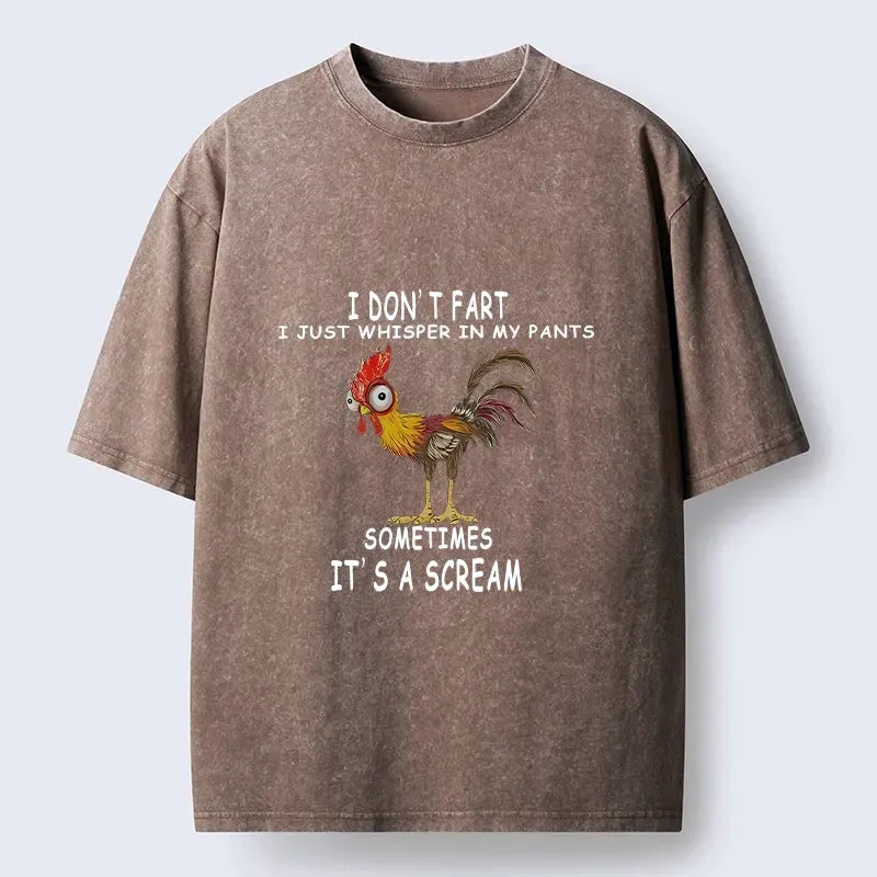 Kyoto-Lion Funny Rooster Fart Meme Washed T-Shirt