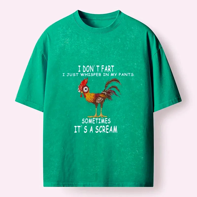 Kyoto-Lion Funny Rooster Fart Meme Washed T-Shirt