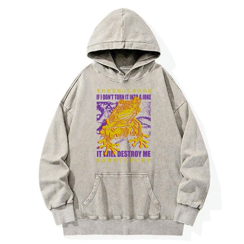Kyoto-Lion A Frog Prone To Emotional Breakdown Washed Hoodie
